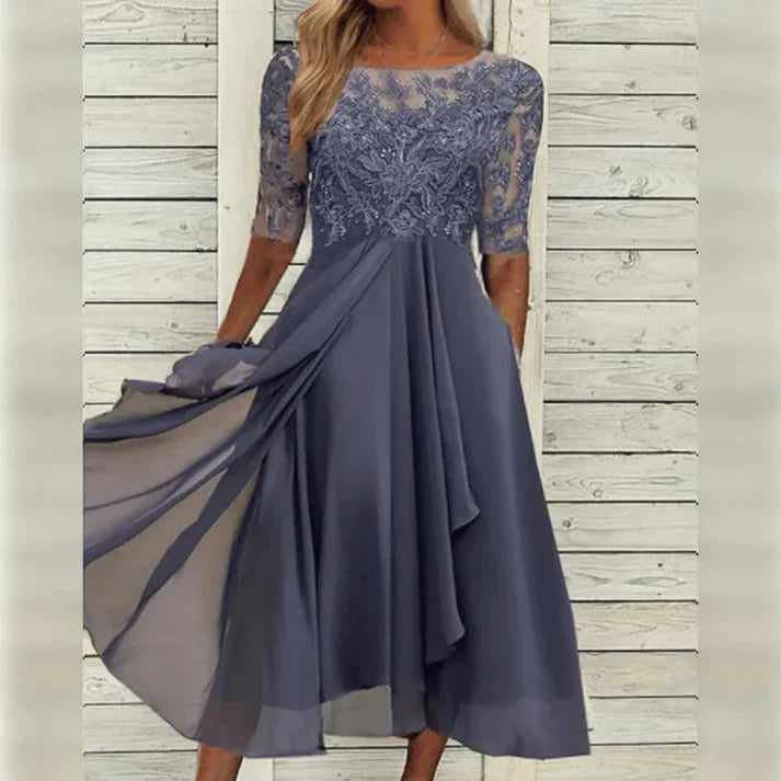 Victoria – Midikleid mit Spitze und Chiffon