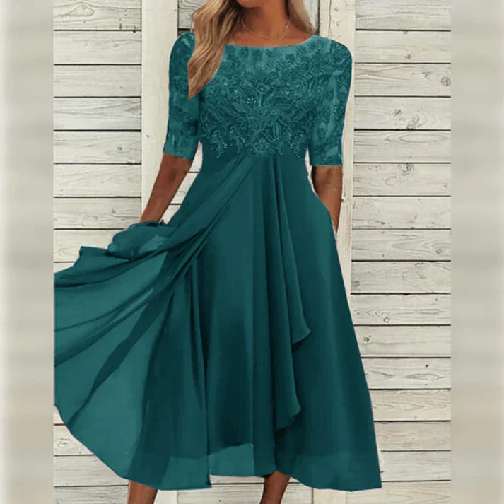 Victoria – Midikleid mit Spitze und Chiffon