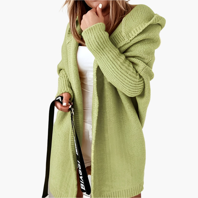 Damen Strickjacke mit Kapuze – Kuscheliger Oversize Cardigan für Herbst und Winter, modisches Freizeit-Outfit