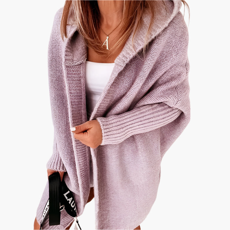Damen Strickjacke mit Kapuze – Kuscheliger Oversize Cardigan für Herbst und Winter, modisches Freizeit-Outfit
