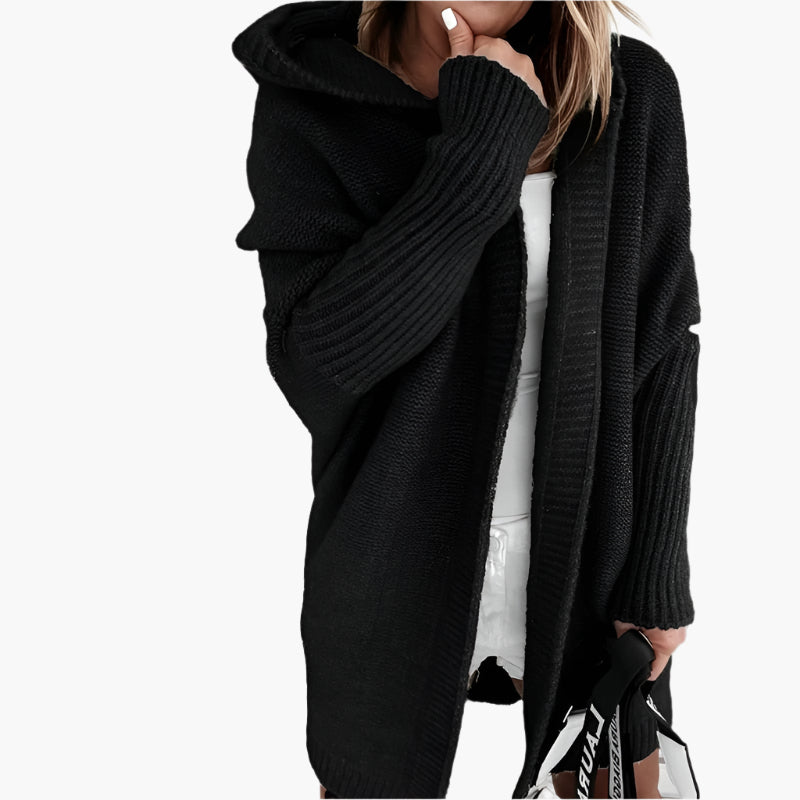 Damen Strickjacke mit Kapuze – Kuscheliger Oversize Cardigan für Herbst und Winter, modisches Freizeit-Outfit