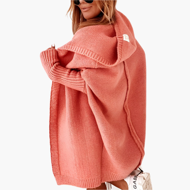 Damen Strickjacke mit Kapuze – Kuscheliger Oversize Cardigan für Herbst und Winter, modisches Freizeit-Outfit
