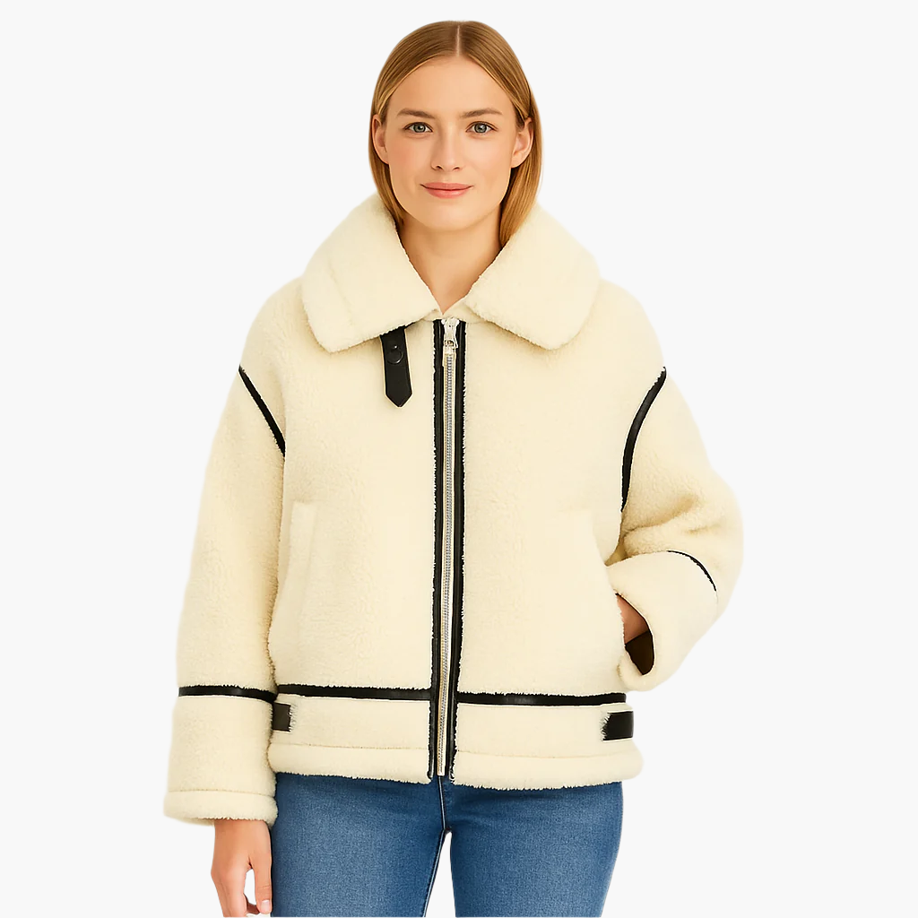Women's winter jacket in biker style – fashionable warm jacket for leisure & everyday use