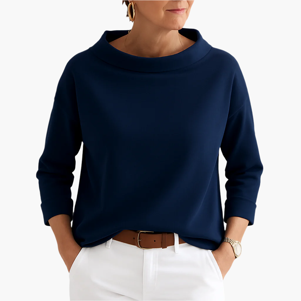 Damen Elegantes Oberteil mit Stehkragen – Stilvolles Basic für Alltag und besondere Anlässe