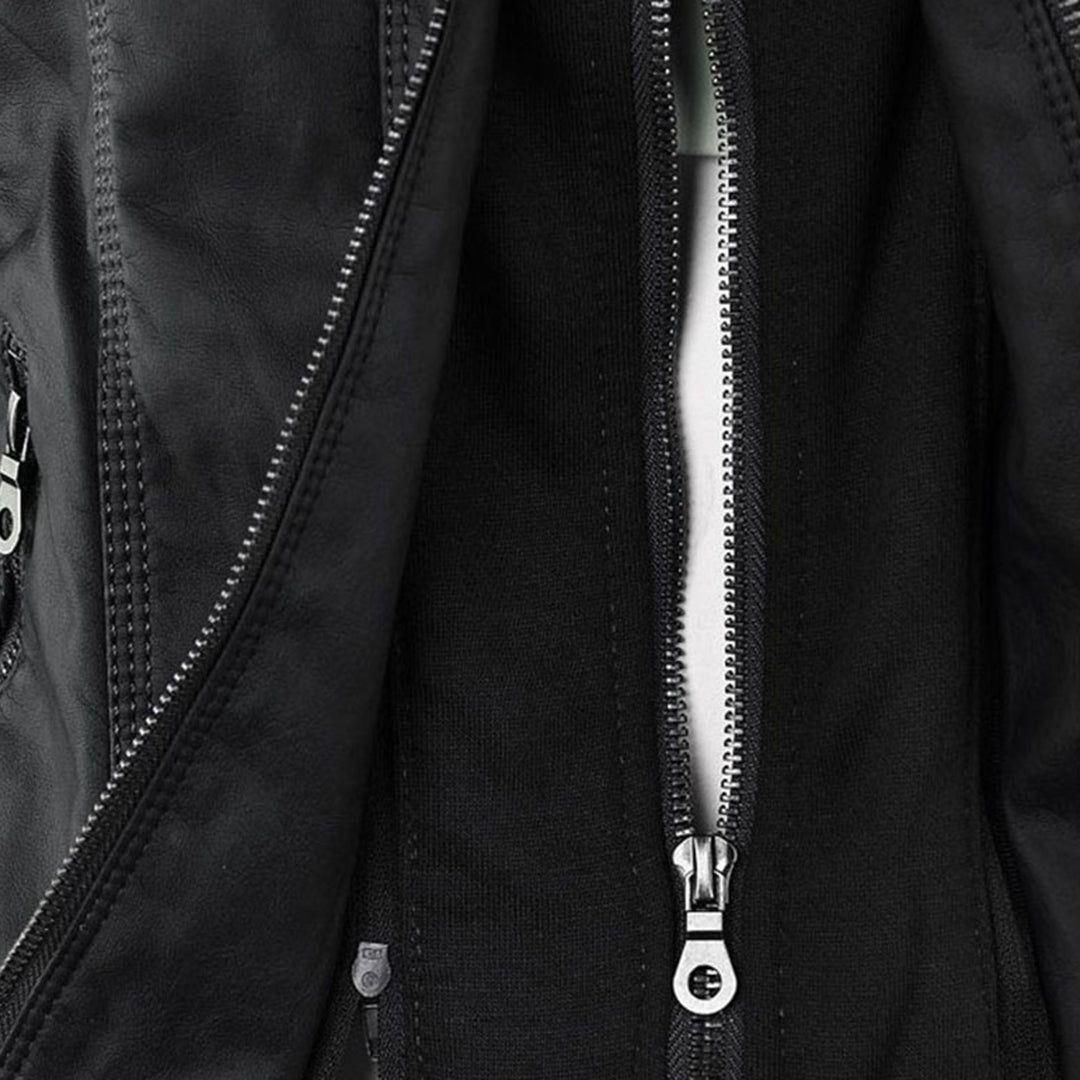 Damen Herbstjacke Elegant Veganleder mit Kapuze und Reißverschluss – Modische Freizeitjacke für Alltag und Outdoor