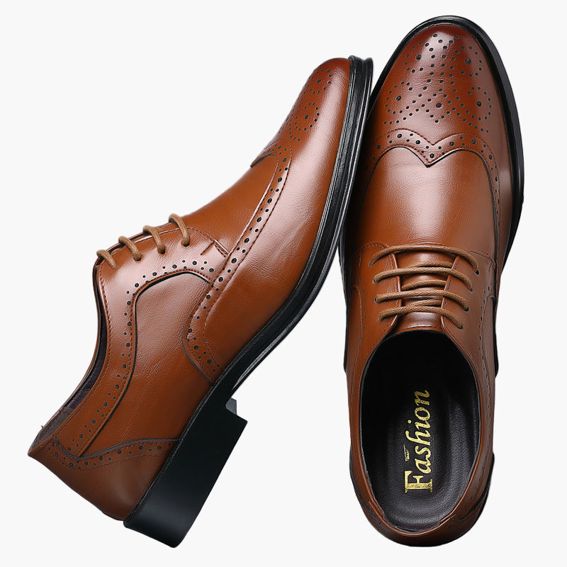 Men's Business Oxford Shoes – Classic with Brogue Details, Elegant Lace-up Shoes for Formal Occasions