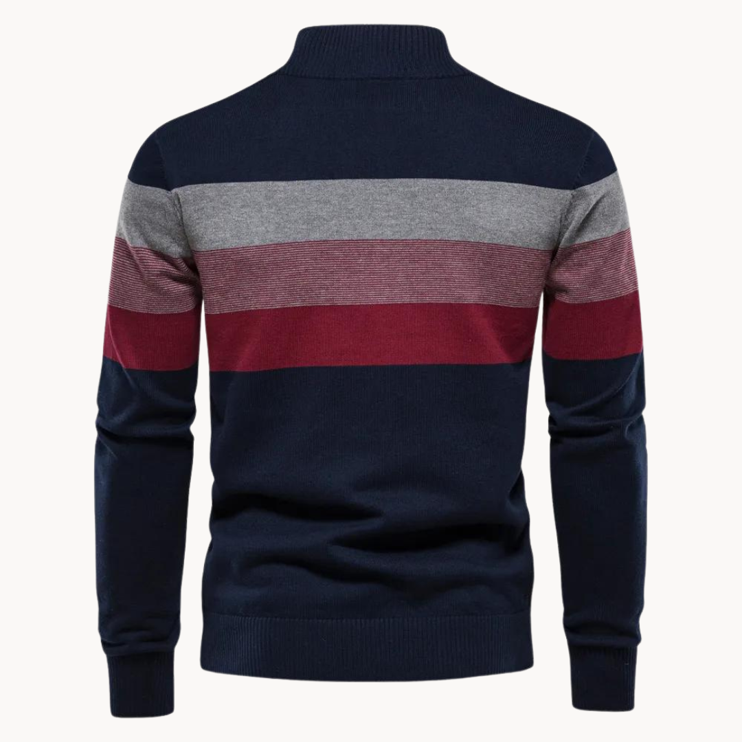Herren Strickpullover mit Reißverschluss – Stilvoller Streifenpullover für Alltag und Büro