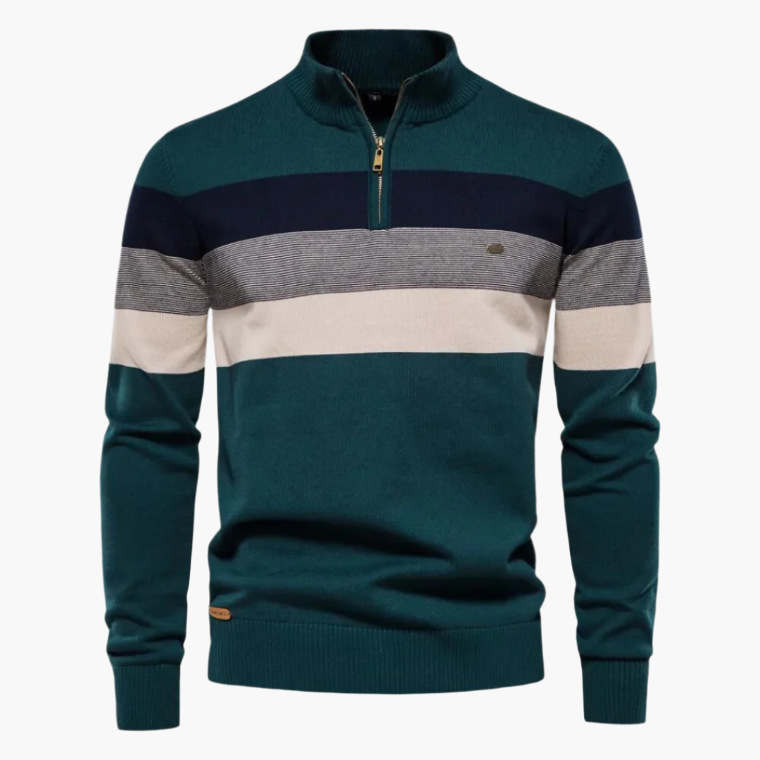 Herren Strickpullover mit Reißverschluss – Stilvoller Streifenpullover für Alltag und Büro