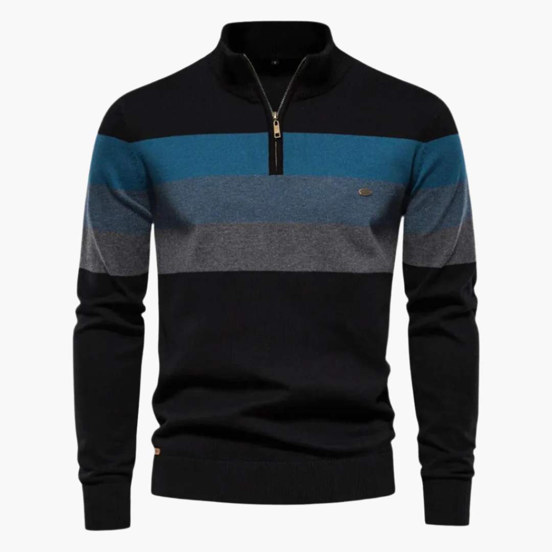 Herren Strickpullover mit Reißverschluss – Stilvoller Streifenpullover für Alltag und Büro