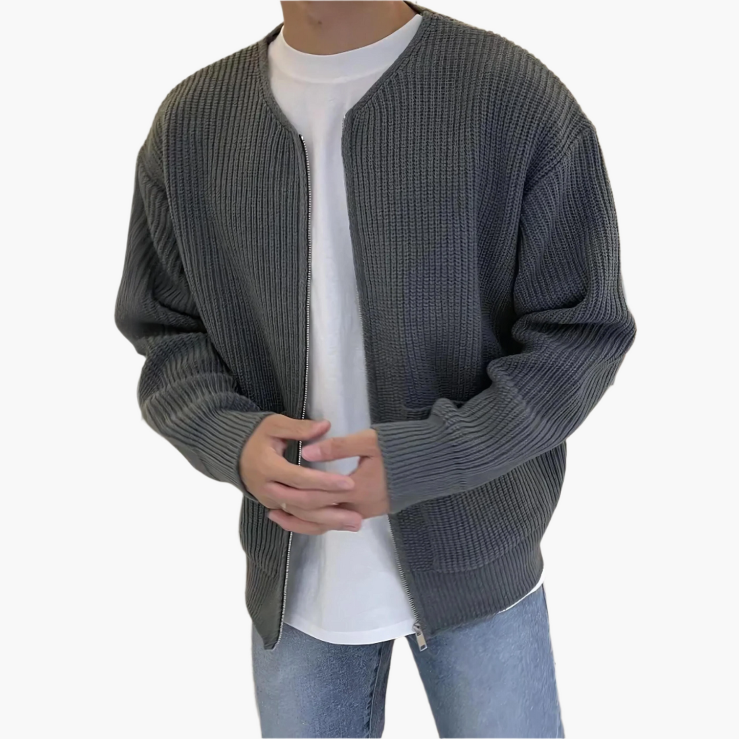 Men's knitted cardigan with zipper – modern, comfortable casual look