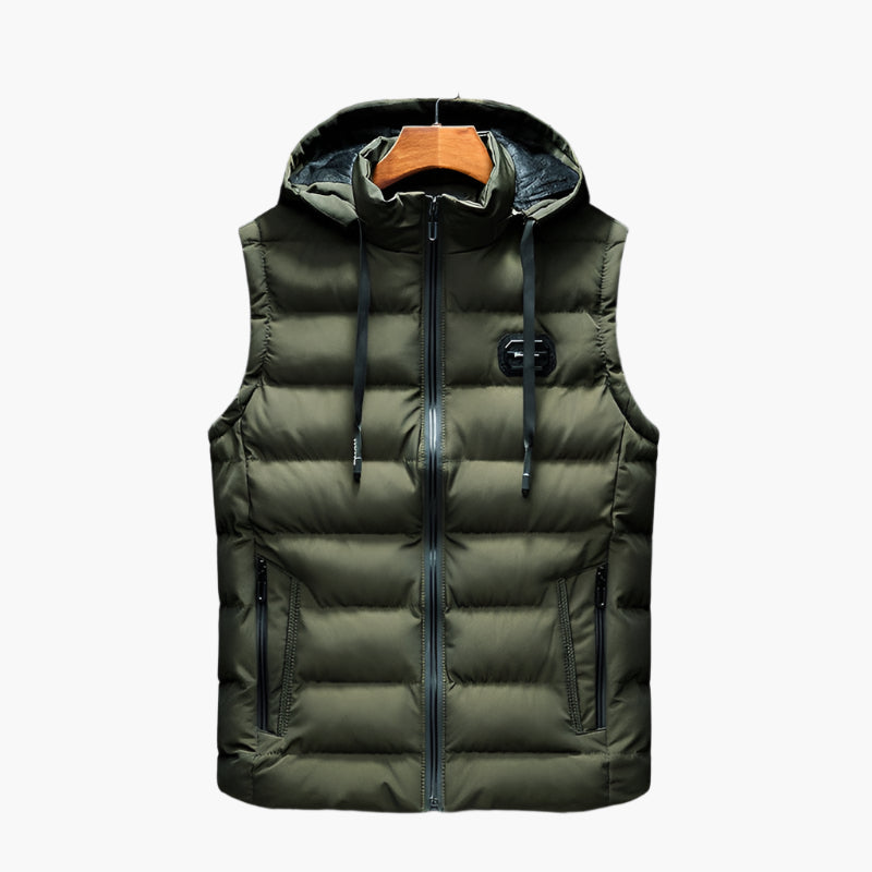 Men's quilted vest with hood – outdoor & casual warming vest, modern design, versatile