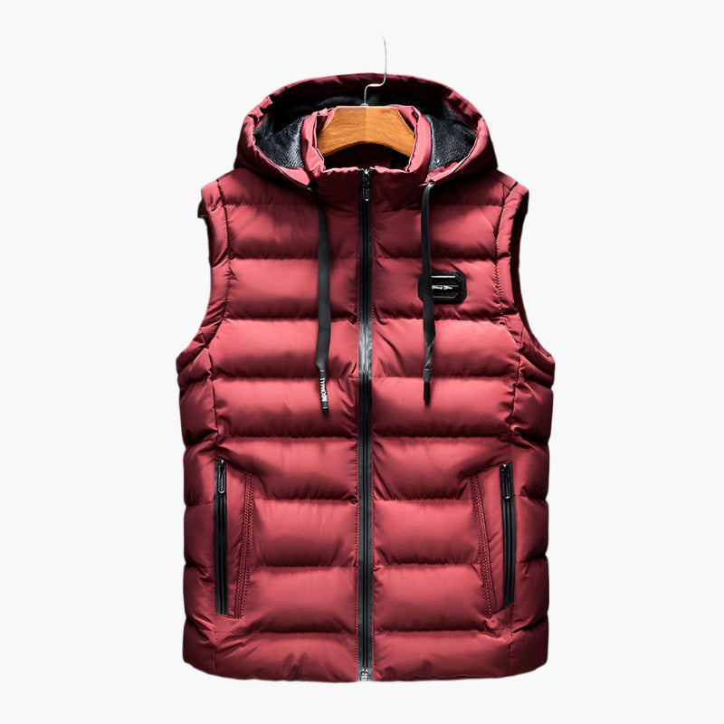 Men's quilted vest with hood – outdoor & casual warming vest, modern design, versatile