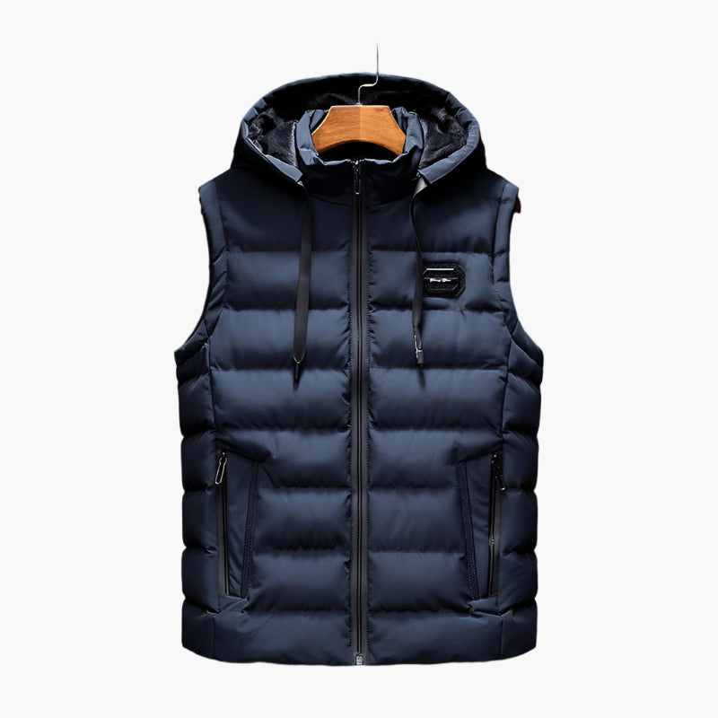 Men's quilted vest with hood – outdoor & casual warming vest, modern design, versatile