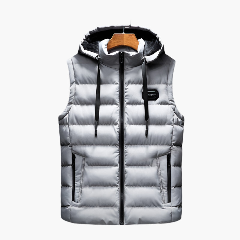 Men's quilted vest with hood – outdoor & casual warming vest, modern design, versatile