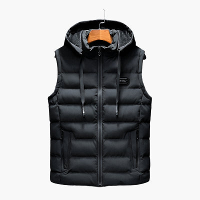 Men's quilted vest with hood – outdoor & casual warming vest, modern design, versatile
