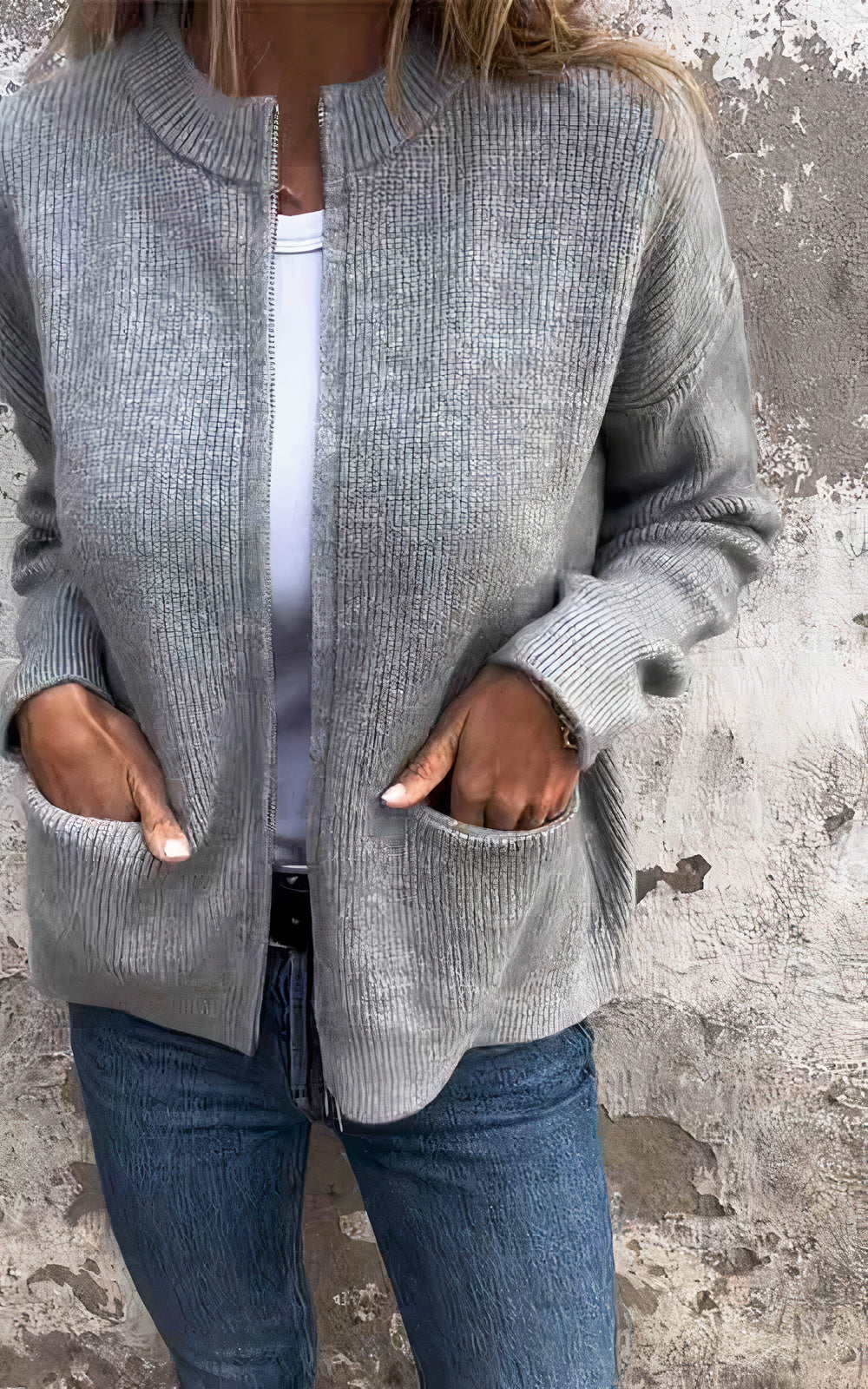 Damen Strickjacke mit Reißverschluss – Eleganter Alltags-Cardigan für vielseitige Outfits
