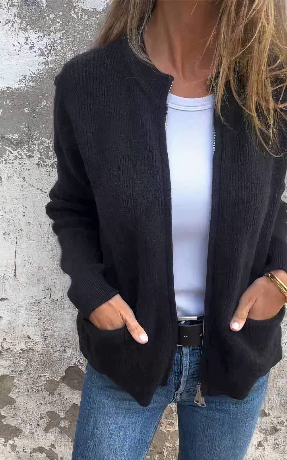 Damen Strickjacke mit Reißverschluss – Eleganter Alltags-Cardigan für vielseitige Outfits