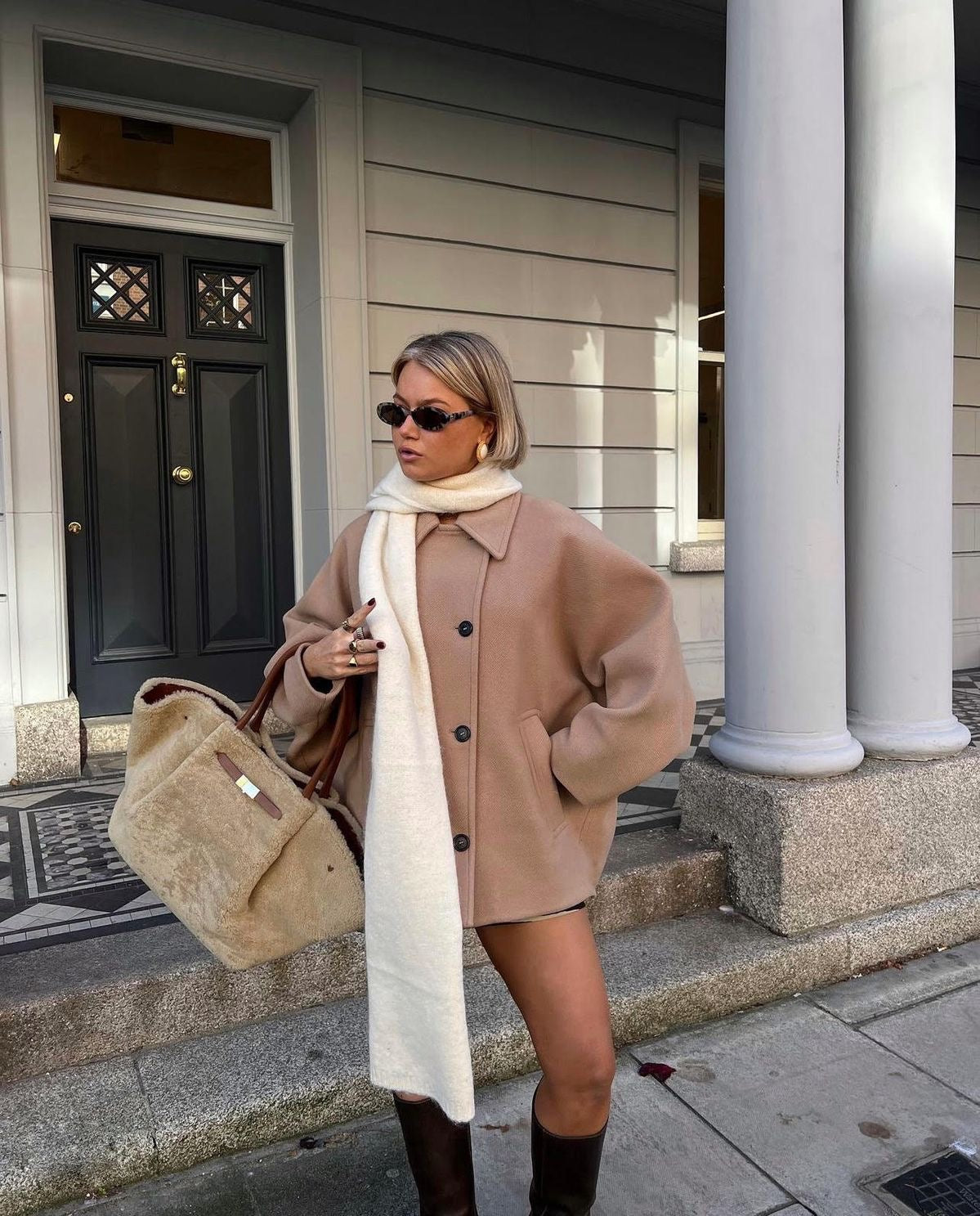 Damen Oversized Wollmantel im Boxy Fit – Stilvoller City- und Business-Look
