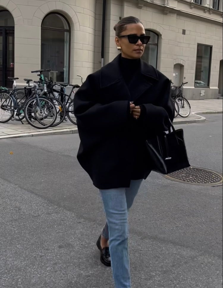 Damen Oversized Wollmantel im Boxy Fit – Stilvoller City- und Business-Look