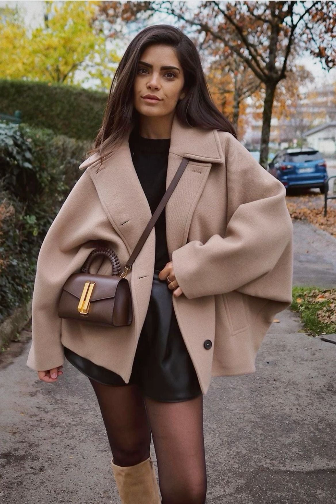 Damen Oversized Wollmantel im Boxy Fit – Stilvoller City- und Business-Look