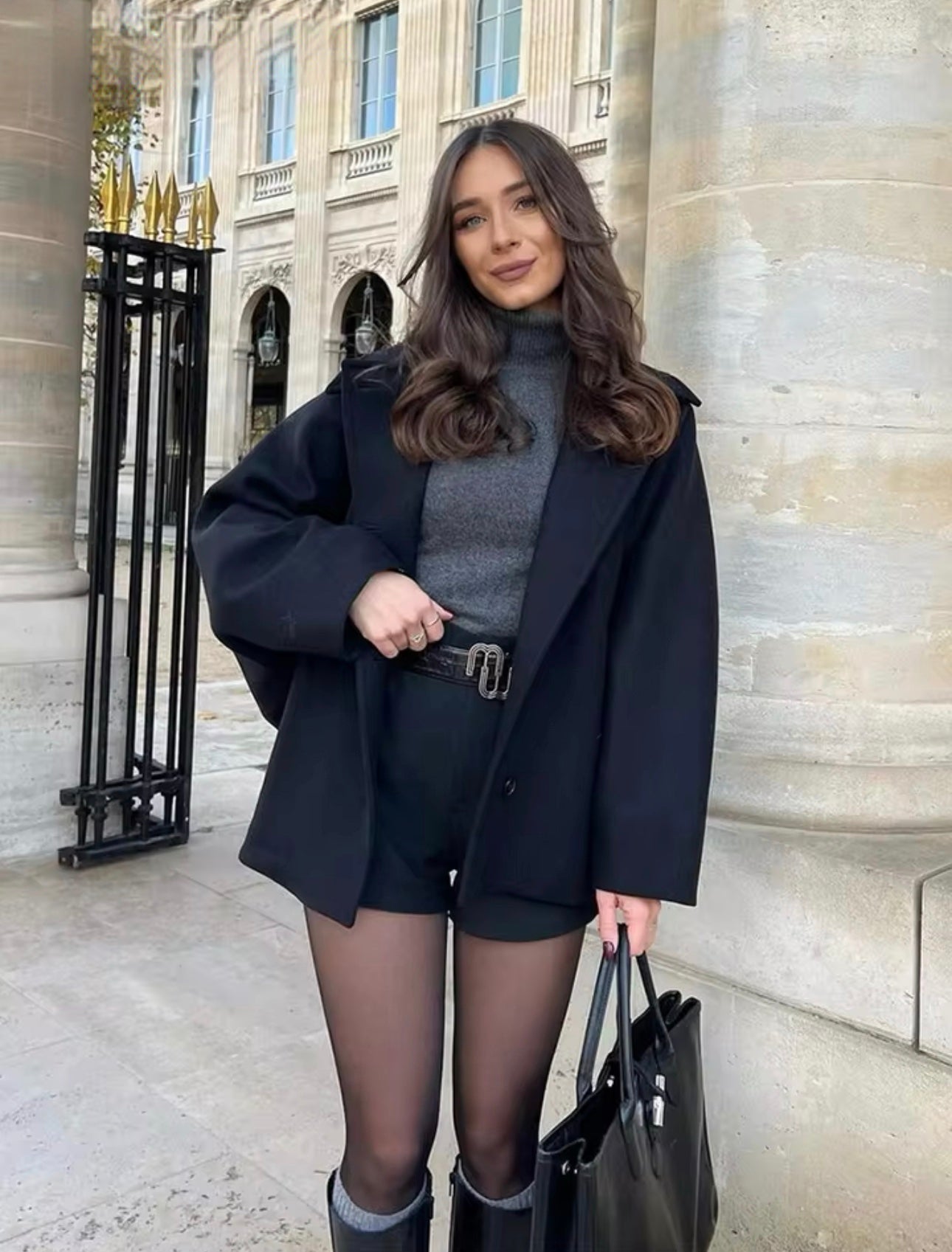 Damen Oversized Wollmantel im Boxy Fit – Stilvoller City- und Business-Look