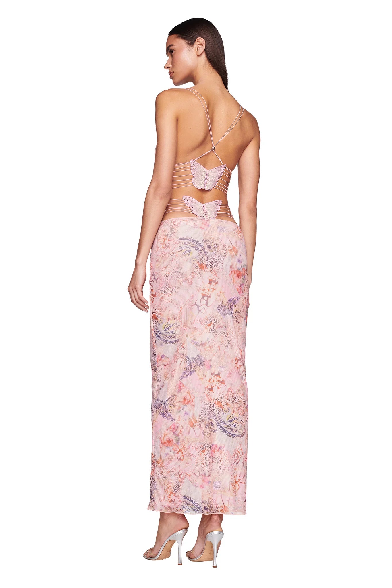 Alice – Schmetterling Halterneck Rückenfrei Schlankes Druckkleid