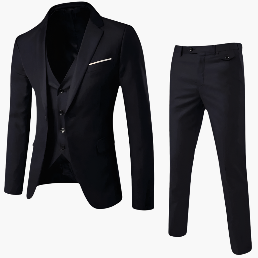 Herren 3-Teiliges Business Anzugset – Klassischer Eleganter Anzug für Hochzeit, Büro & Feste