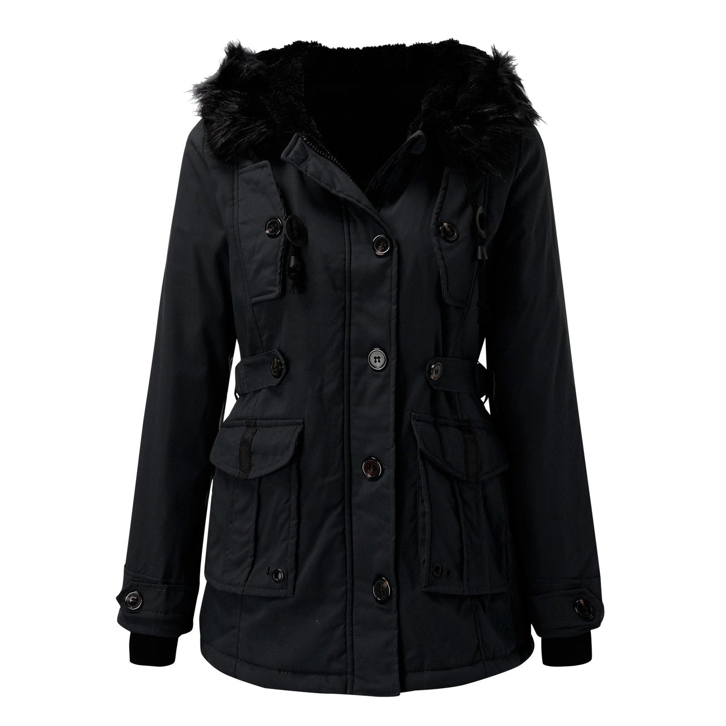 Damen Winterparka mit Kunstpelzkapuze – Stilvolle Outdoorjacke für kalte Tage