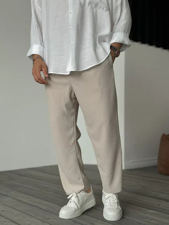 Herren Freizeit Streifen Cropped Hose – Moderner Hong Kong Style für Sommer & Alltag
