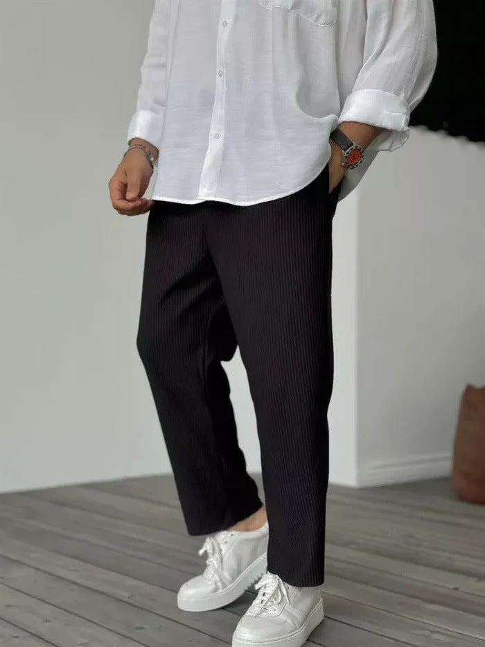 Herren Freizeit Streifen Cropped Hose – Moderner Hong Kong Style für Sommer & Alltag