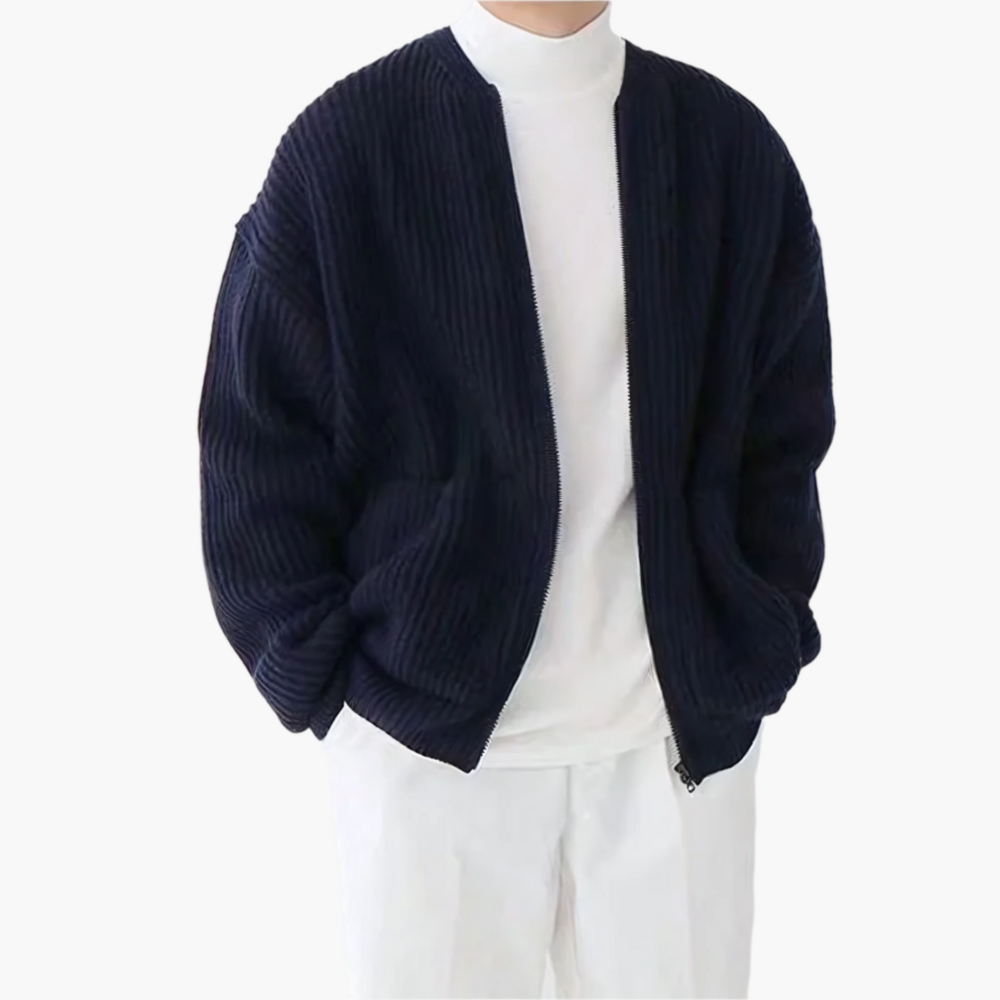Men's knitted cardigan with zipper – modern, comfortable casual look