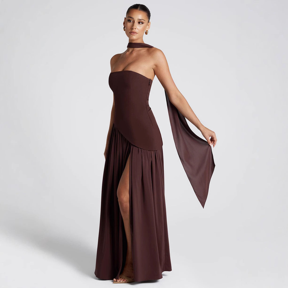 Damen Elegantes Trägerloses Abend Maxikleid – Modernes Design für festliche Anlässe und Galas