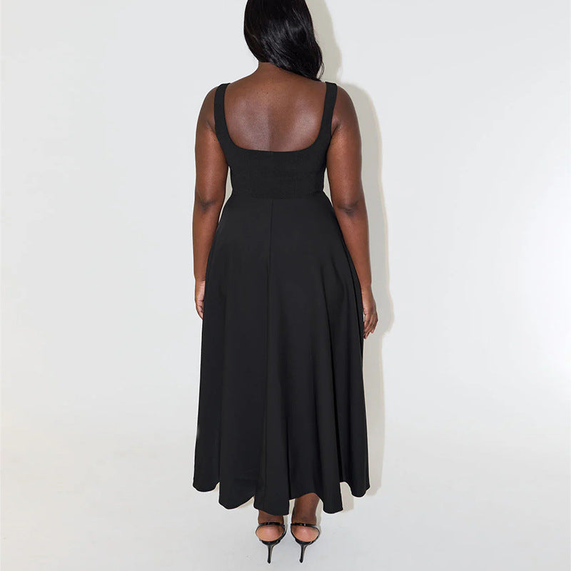 Damen Elegantes Ärmelloses A-Linien Midikleid mit Quadrat-Ausschnitt – Perfekt für Sommer, Brunch & City Looks