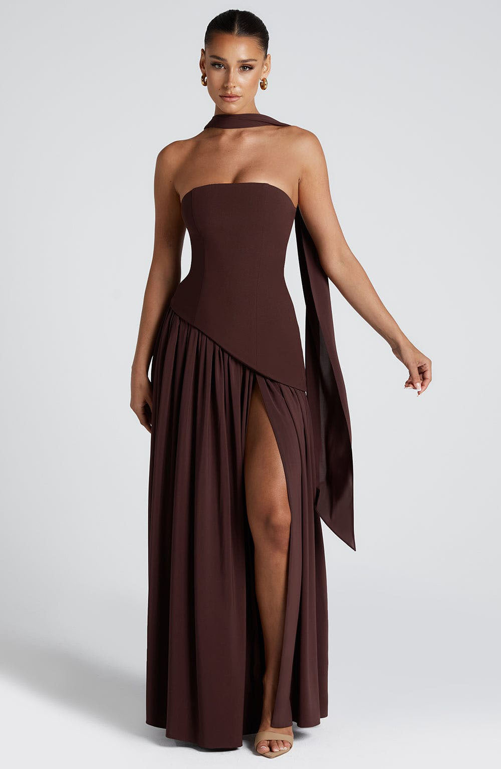Damen Elegantes Trägerloses Abend Maxikleid – Modernes Design für festliche Anlässe und Galas