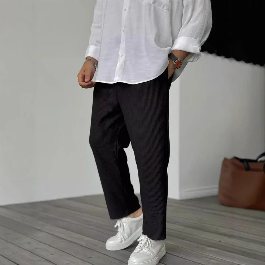 Herren Freizeit Streifen Cropped Hose – Moderner Hong Kong Style für Sommer & Alltag