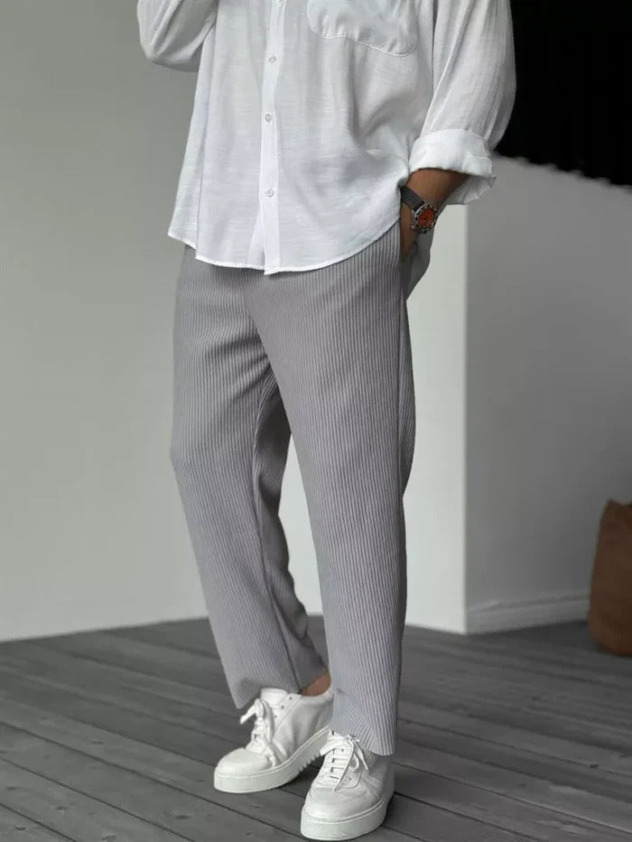 Herren Freizeit Streifen Cropped Hose – Moderner Hong Kong Style für Sommer & Alltag