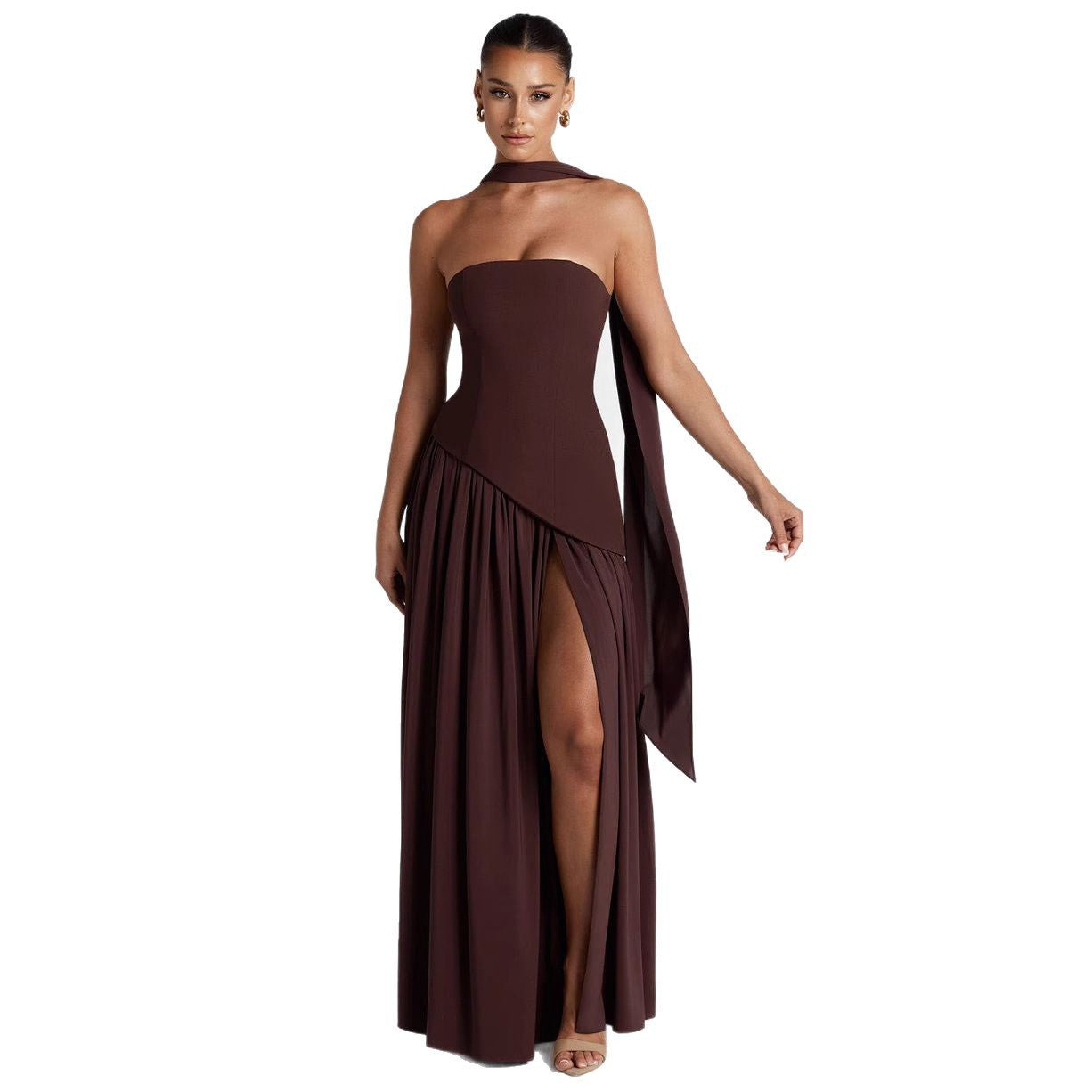Damen Elegantes Trägerloses Abend Maxikleid – Modernes Design für festliche Anlässe und Galas