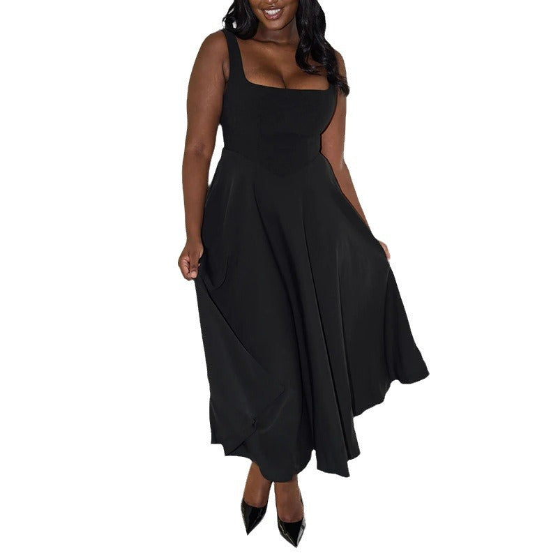 Damen Elegantes Ärmelloses A-Linien Midikleid mit Quadrat-Ausschnitt – Perfekt für Sommer, Brunch & City Looks