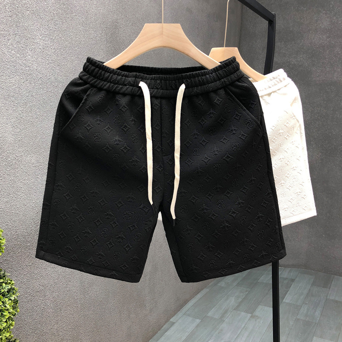 Alan – Weiße Jacquard-Shorts für Herren