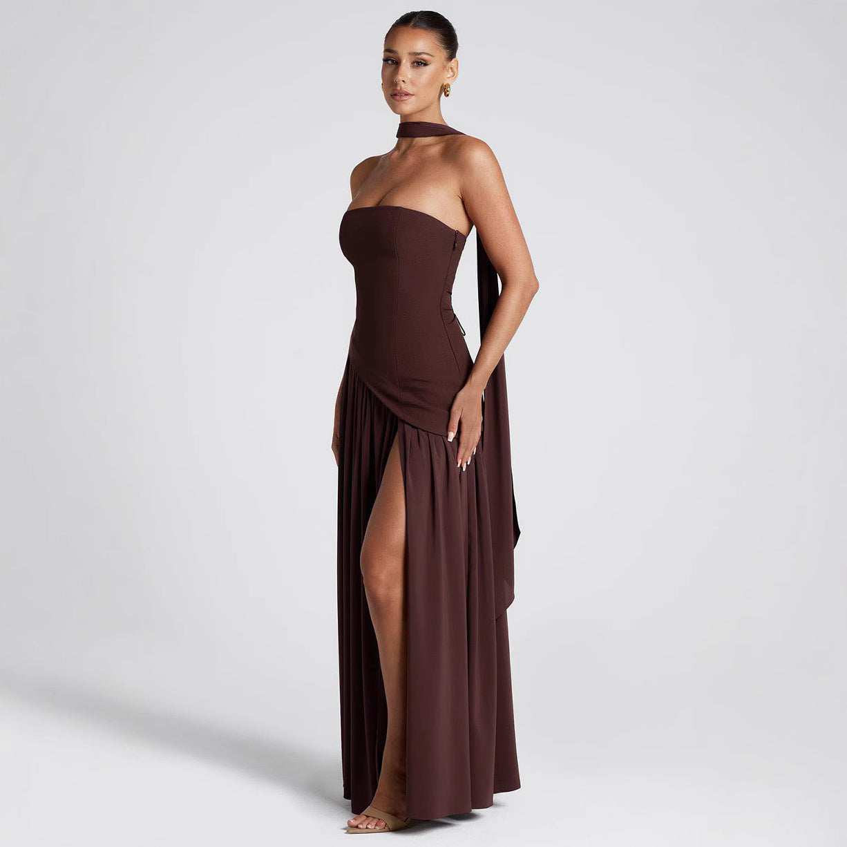 Damen Elegantes Trägerloses Abend Maxikleid – Modernes Design für festliche Anlässe und Galas