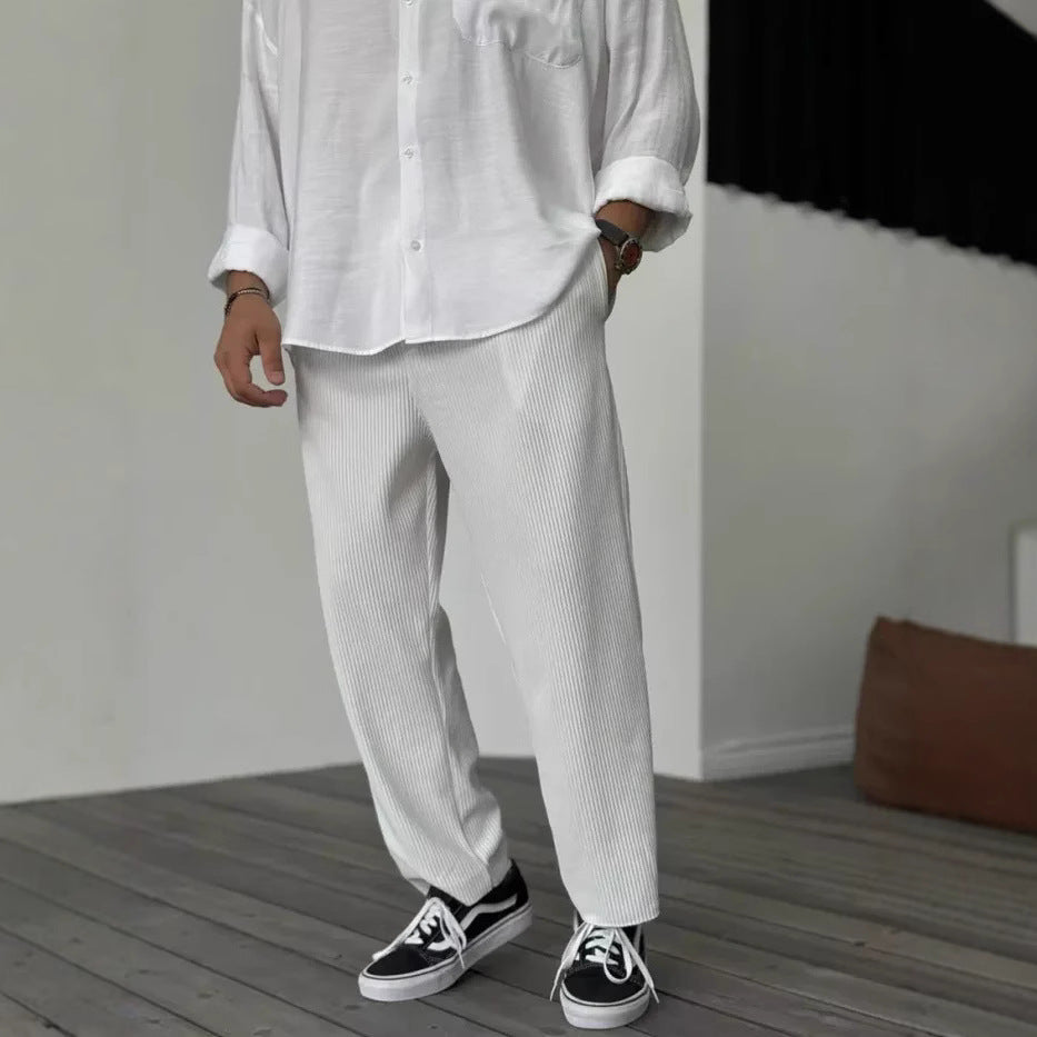 Herren Freizeit Streifen Cropped Hose – Moderner Hong Kong Style für Sommer & Alltag