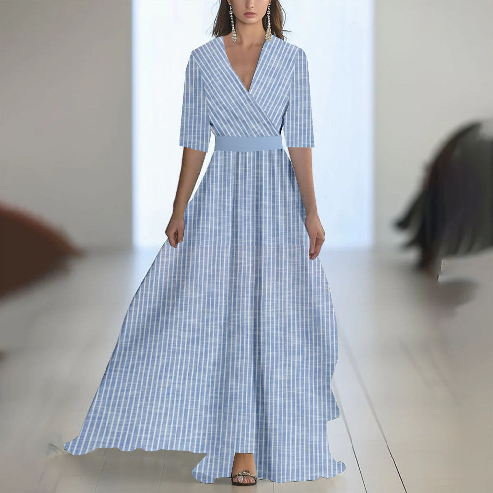 Damen Elegantes Chiffon-Maxikleid mit Blumenmuster – Perfekt für festliche Anlässe und Sommerpartys
