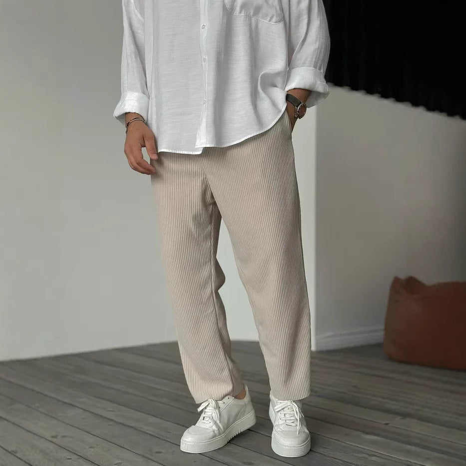 Herren Freizeit Streifen Cropped Hose – Moderner Hong Kong Style für Sommer & Alltag