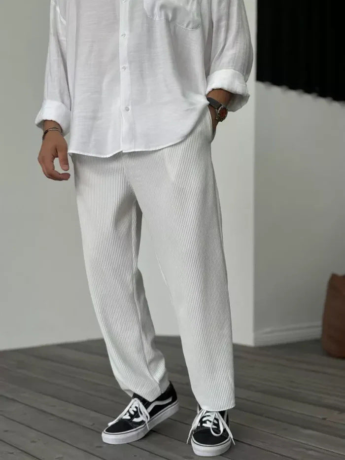 Herren Freizeit Streifen Cropped Hose – Moderner Hong Kong Style für Sommer & Alltag
