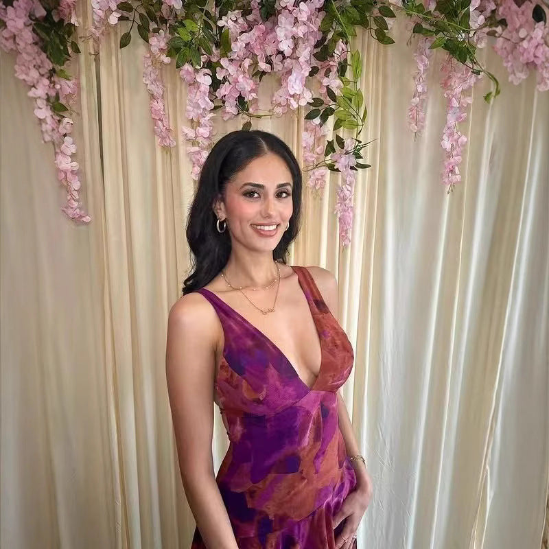 Damen Asymmetrisches Volant-Maxikleid für festliche Anlässe und Partys