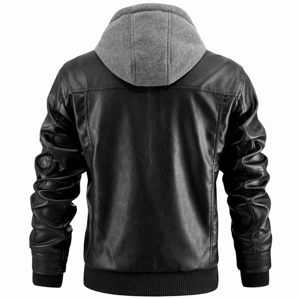 Men's biker jacket with hood – urban streetwear for leisure & everyday use