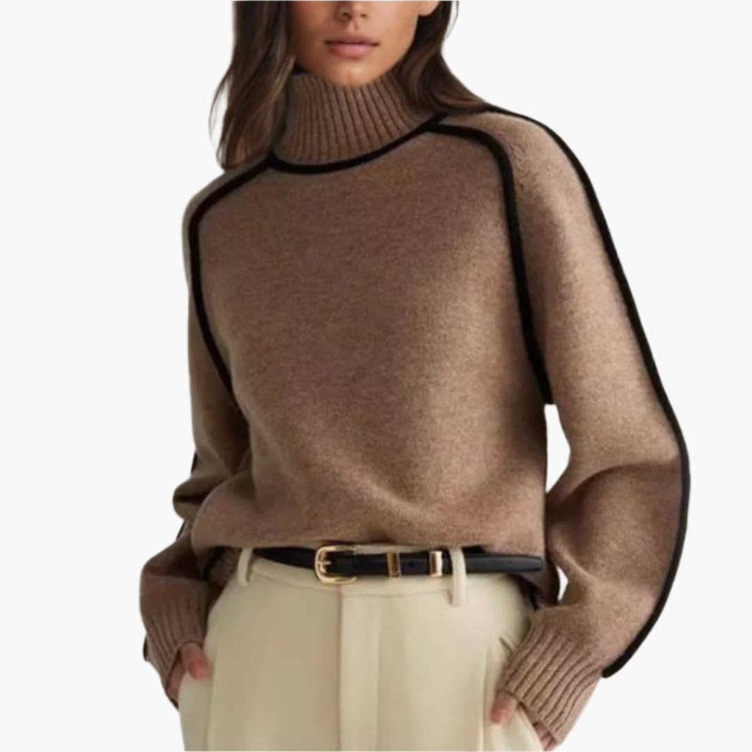 Women's turtleneck sweater in modern oversized style for autumn and winter