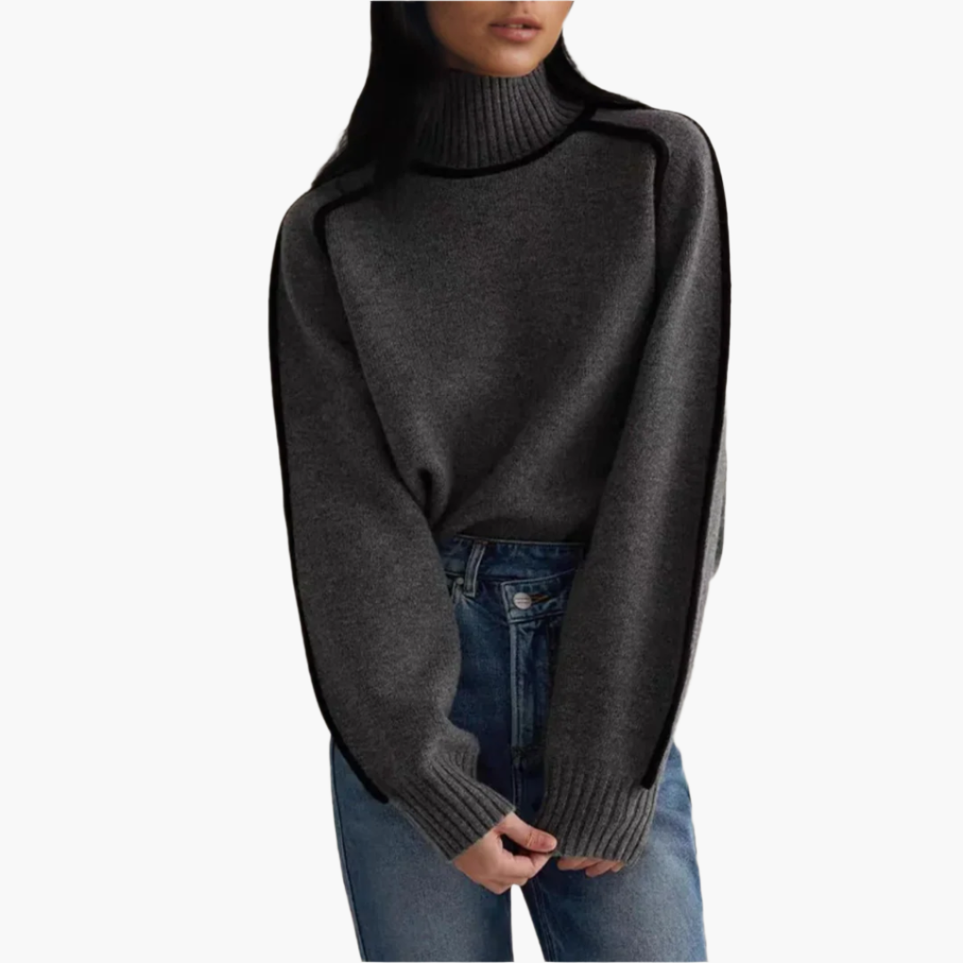 Women's turtleneck sweater in modern oversized style for autumn and winter