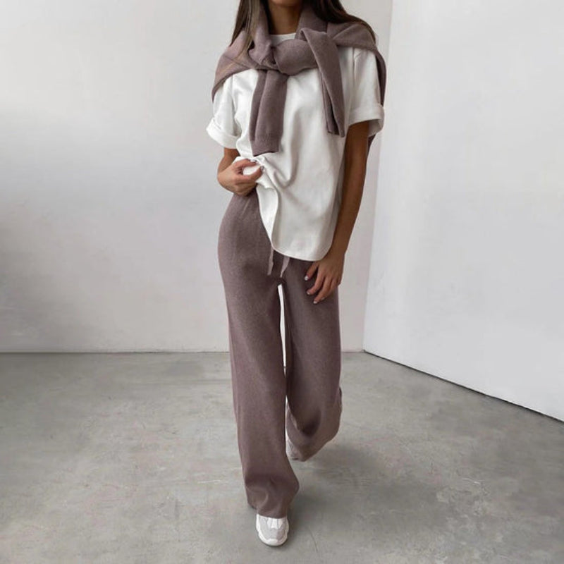Damen Strick Zweiteiler Set mit Rollkragen – Loungewear & Freizeit Outfit