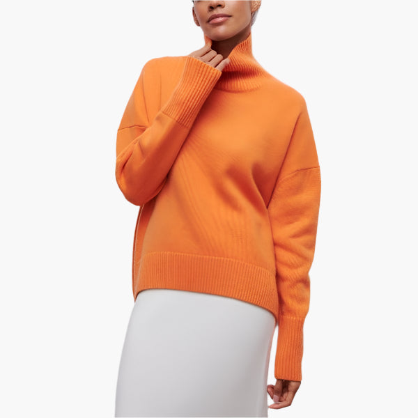 Damen Pullover mit Stehkragen und voluminösen Ärmeln – Eleganter Alltags-Strickpullover